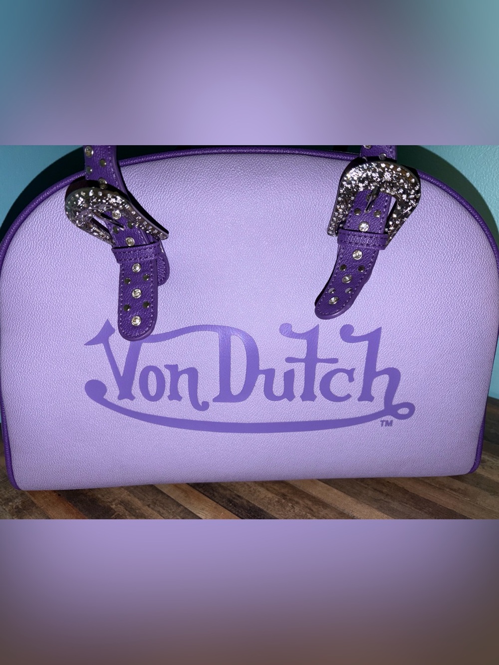 Von Dutch Lavender Duffle Bowling Bag with Purple Strap NWOT